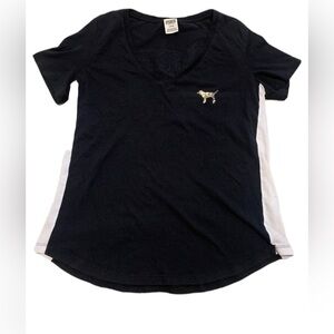 💜 PINK Victoria's Secret Black & White Sequin Dog Tee - M